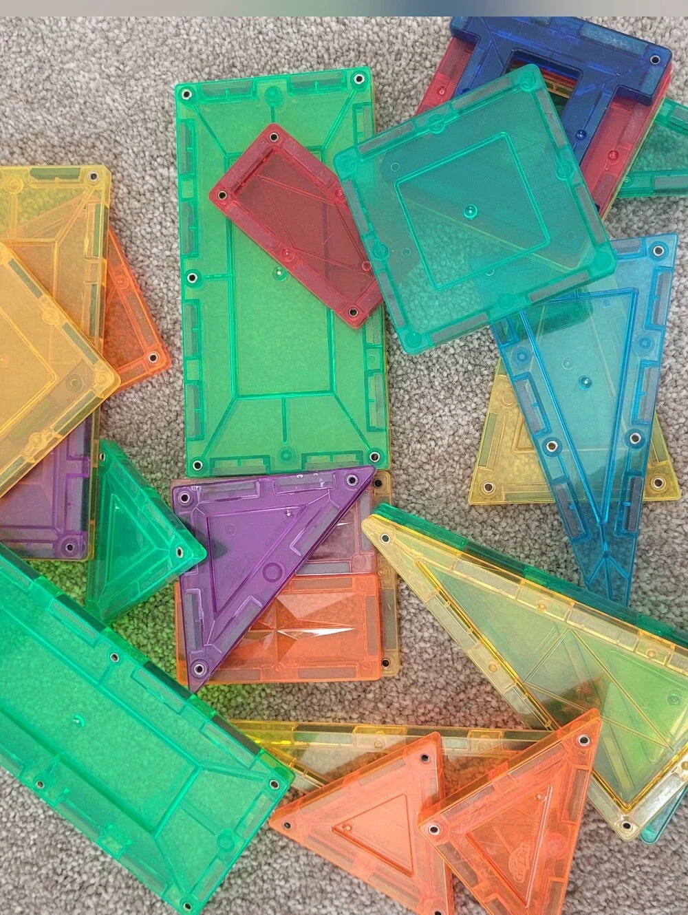 stem Clear Magnetic Building Tiles — Green, Yellow, Orange, Purple, Red, Blue